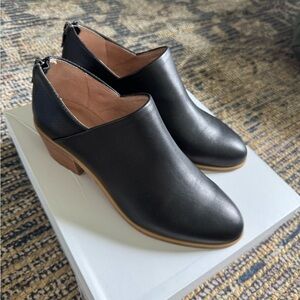 Anthropologie Black Leather Mules with Block Heel